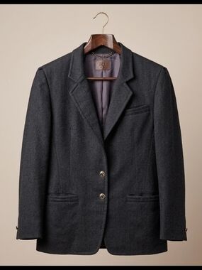 Basler Women's Vintage 80's Charcoal Gray Wool Blazer (Sz S) Quiet Luxury Layer